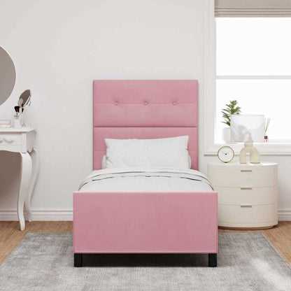 Letto a molle con testiera Rosa 90 x 190 cm Velluto