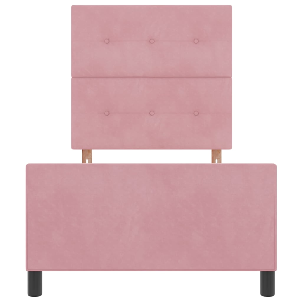 Letto a molle con testiera Rosa 90 x 190 cm Velluto