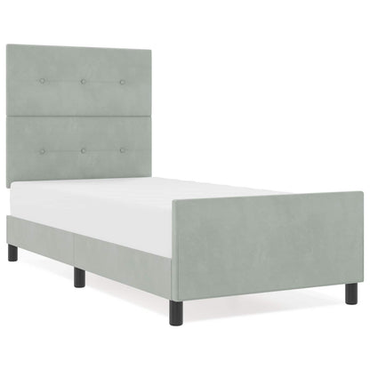 Letto a molle con testiera Grigio chiaro 90 x 200 cm Velluto