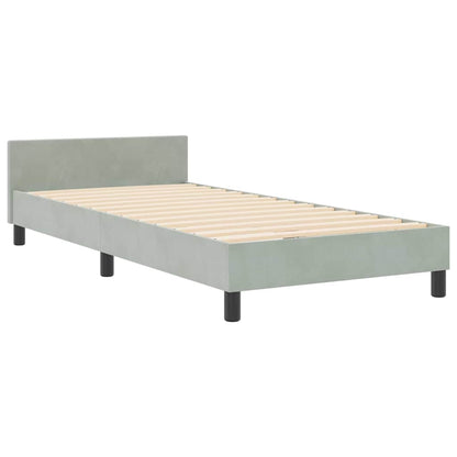 Letto a molle con testiera Grigio chiaro 90 x 200 cm Velluto