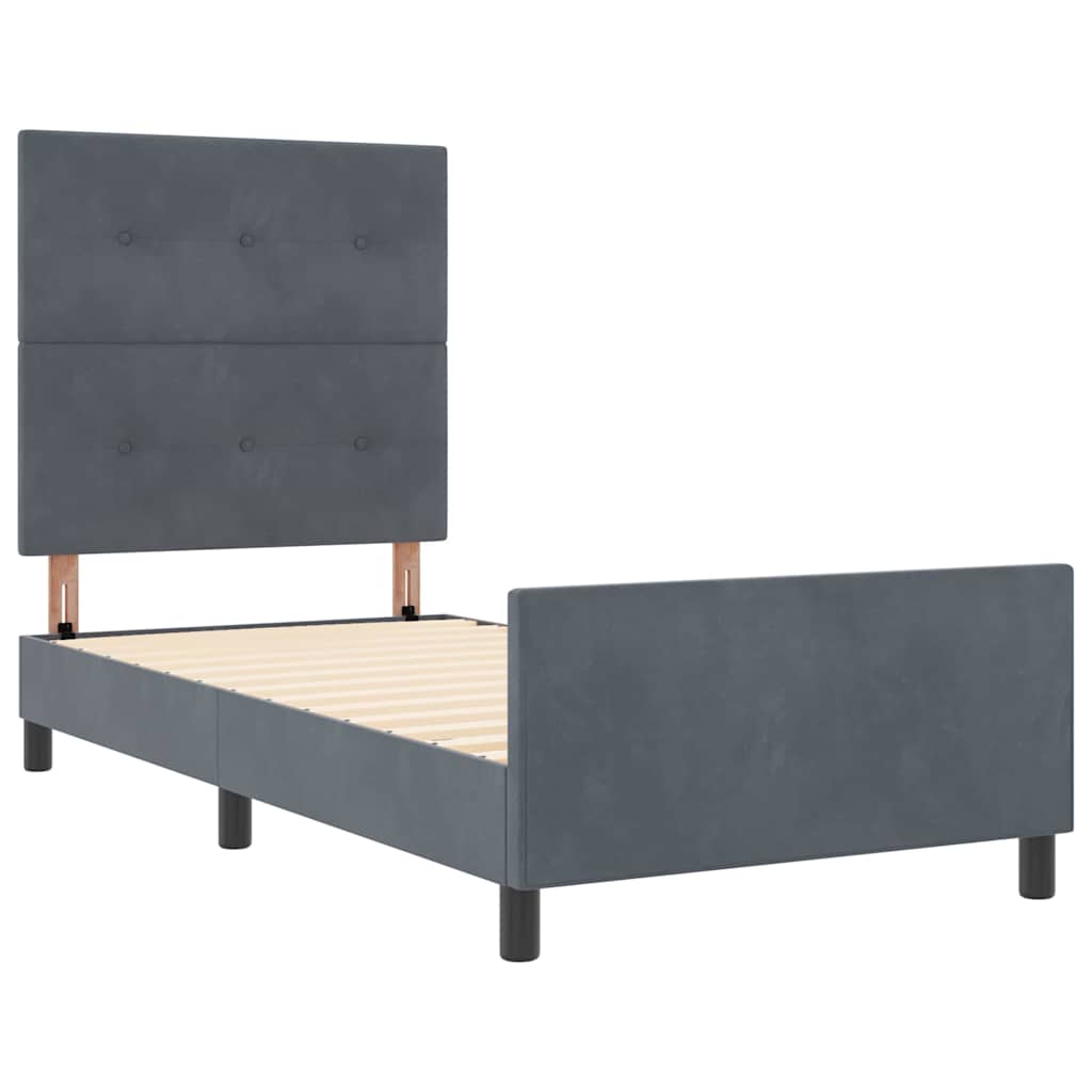 Letto a molle con testiera Grigio scuro 90 x 200 cm Velluto | homemem39