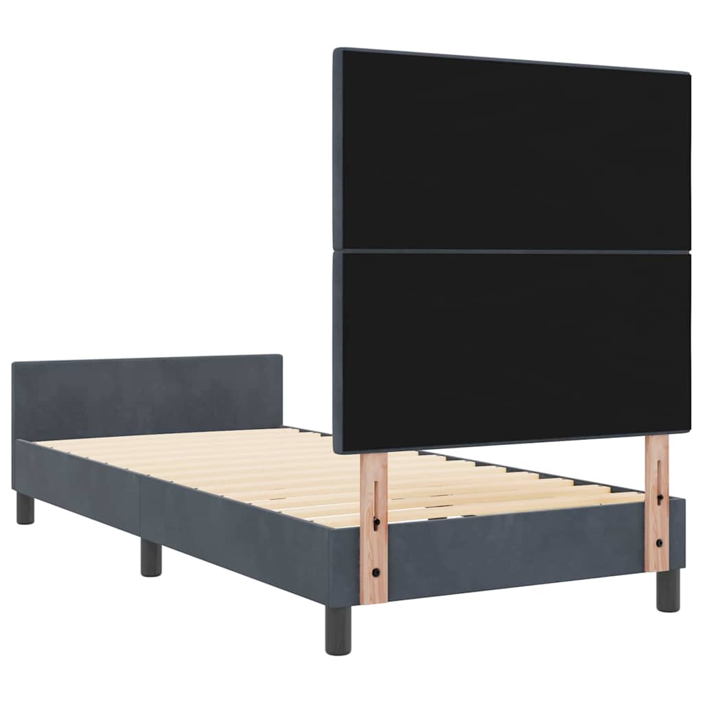 Letto a molle con testiera Grigio scuro 90 x 200 cm Velluto | homemem39