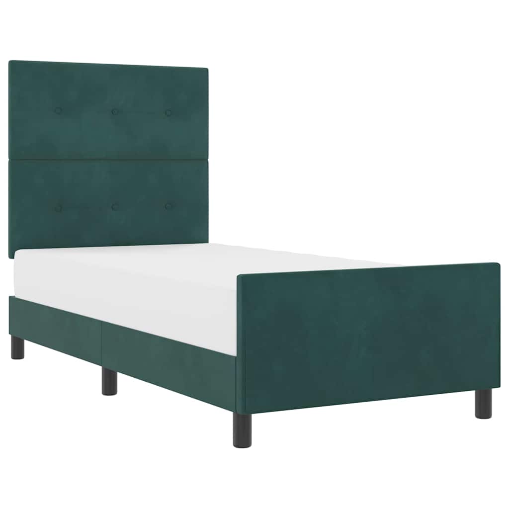 Struttura del letto Verde scuro 90 x 200 cm Velluto