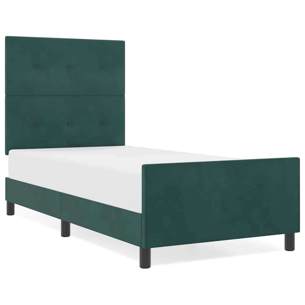 Struttura del letto Verde scuro 90 x 200 cm Velluto