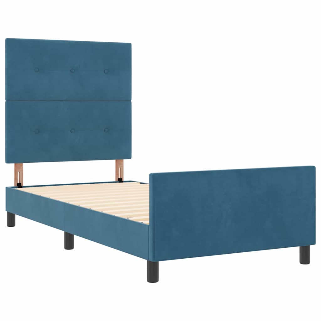 Letto a molle con testiera Blu Scuro 90 x 200 cm Velluto | homemem39