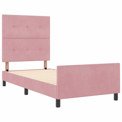 Letto a molle con testiera Rosa 90 x 200 cm Velluto