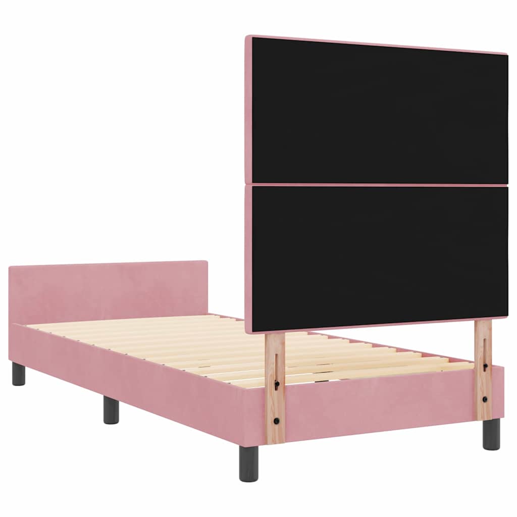 Letto a molle con testiera Rosa 90 x 200 cm Velluto