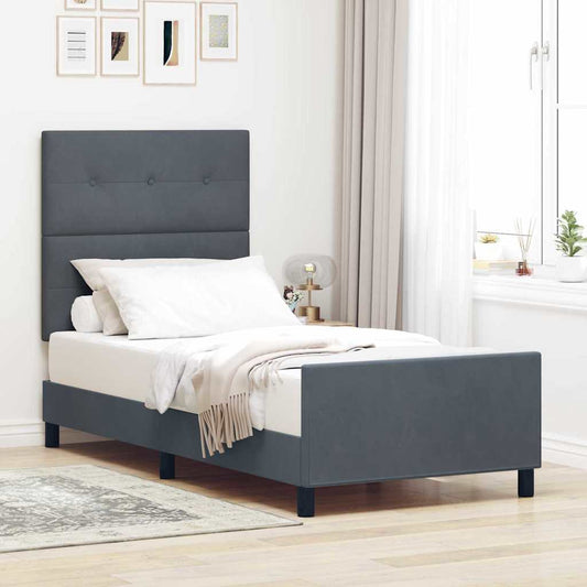 Struttura del letto Grigio scuro 100 x 200 cm Velluto