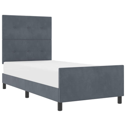 Letto a molle con testiera Grigio scuro 100 x 200 cm Velluto | homemem39