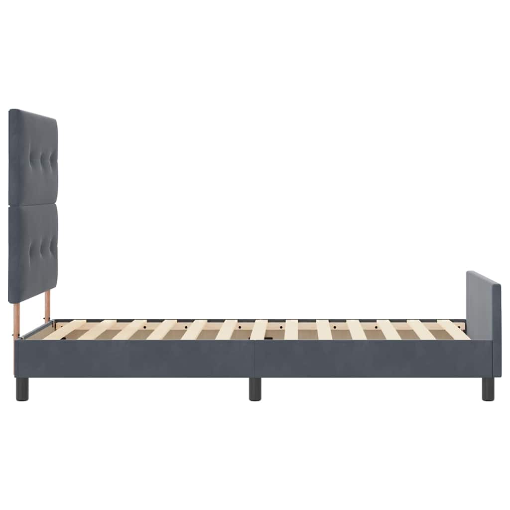 Struttura del letto Grigio scuro 100 x 200 cm Velluto