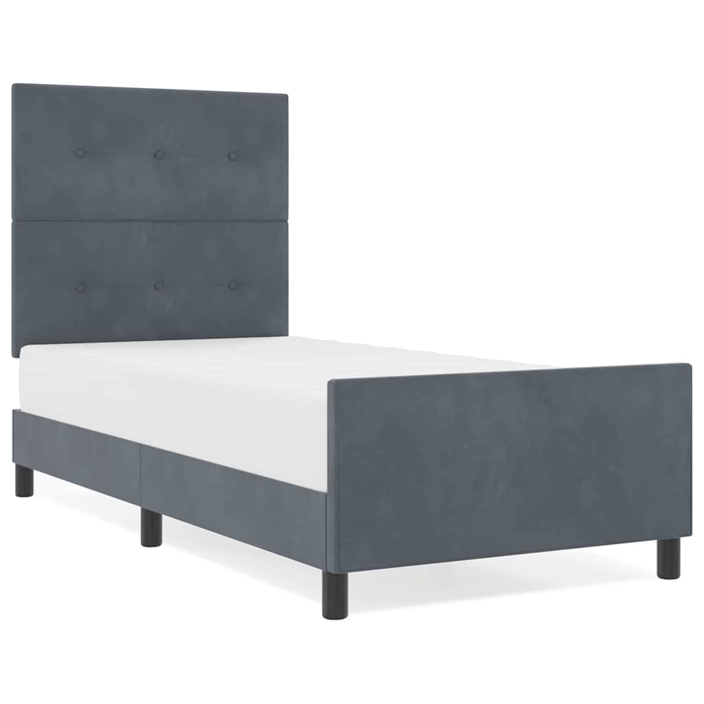 Struttura del letto Grigio scuro 100 x 200 cm Velluto