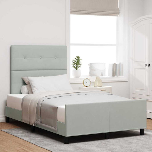 Letto a molle con testiera Grigio chiaro 120 x 190 cm Velluto | homemem39