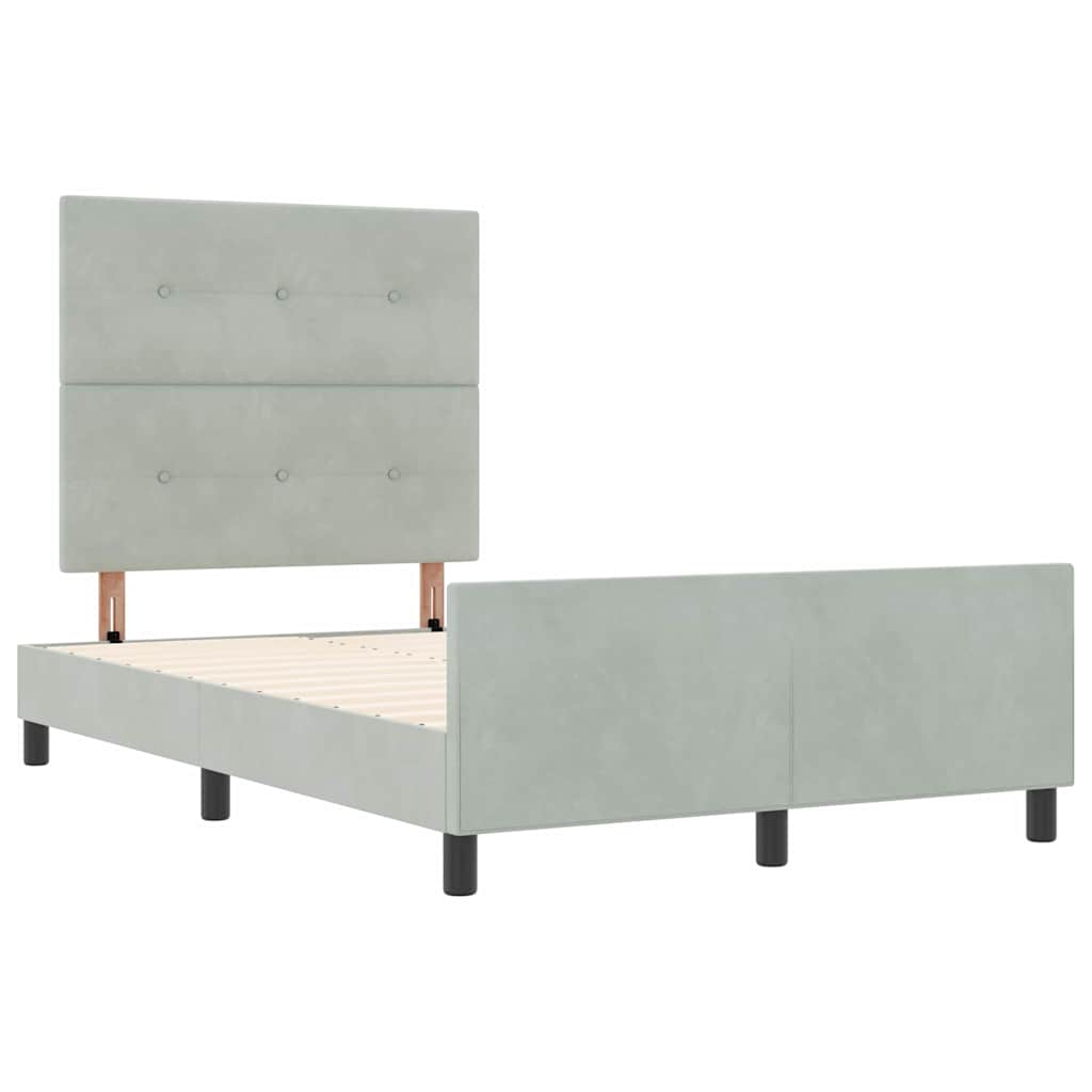 Letto a molle con testiera Grigio chiaro 120 x 190 cm Velluto