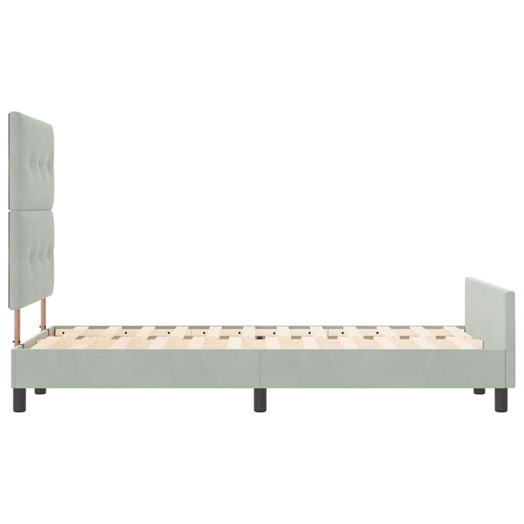 Letto a molle con testiera Grigio chiaro 120 x 190 cm Velluto