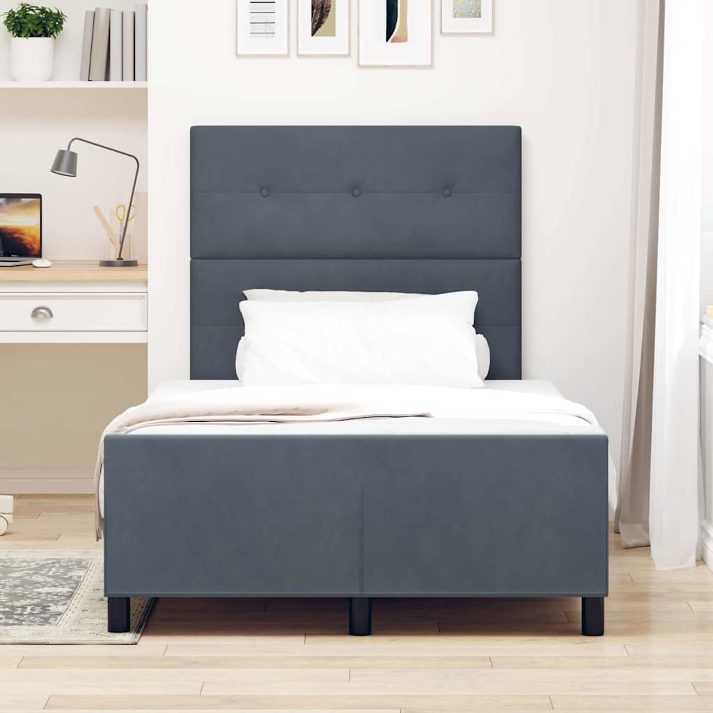 Letto a molle con testiera Grigio scuro 120 x 190 cm Velluto | homemem39