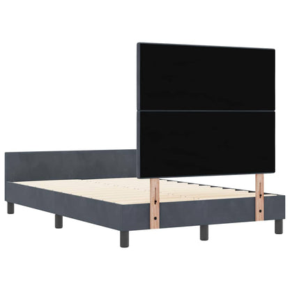 Letto a molle con testiera Grigio scuro 120 x 190 cm Velluto