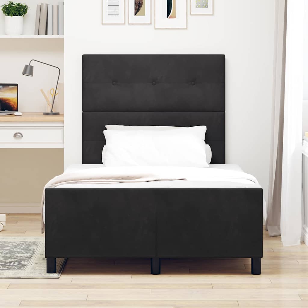 Letto a molle con testiera Nero 120 x 190 cm Velluto | homemem39
