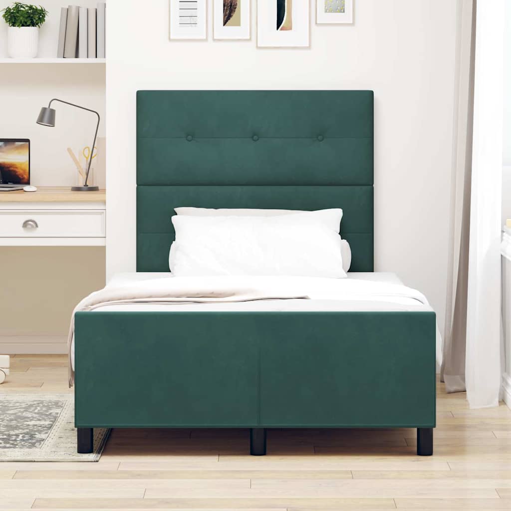 Letto a molle con testiera Verde Scuro 120 x 190 cm Velluto | homemem39