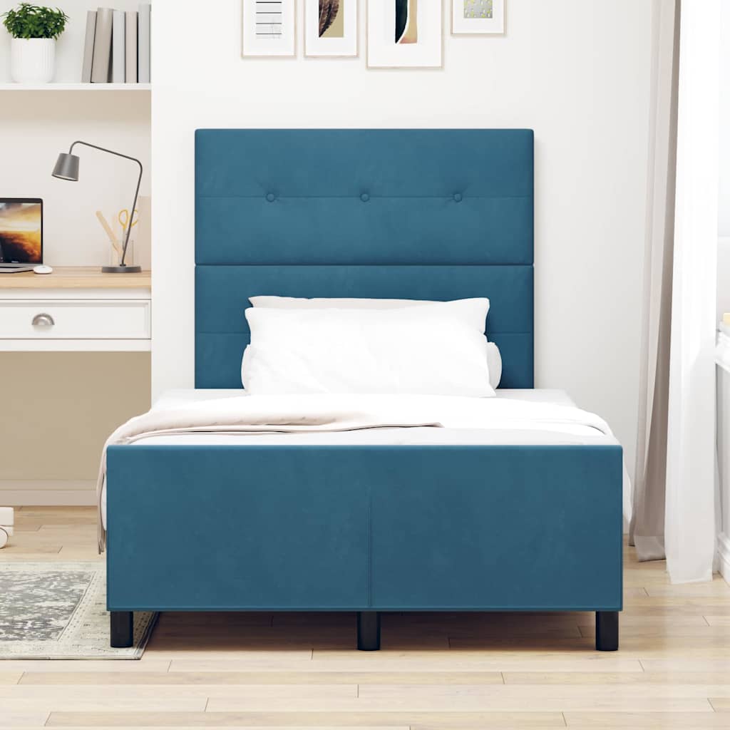Letto a molle con testiera Blu Scuro 120 x 190 cm Velluto | homemem39