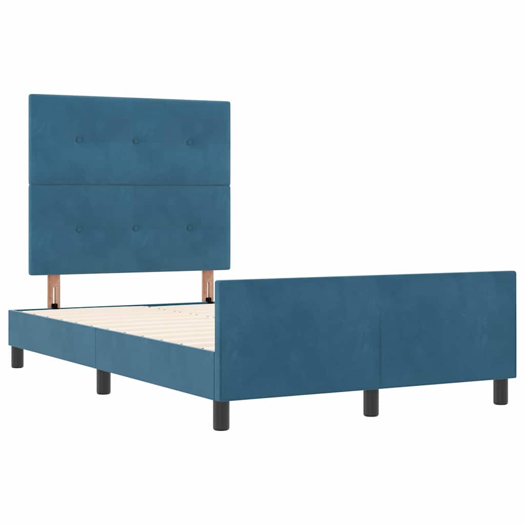 Letto a molle con testiera Blu Scuro 120 x 190 cm Velluto | homemem39