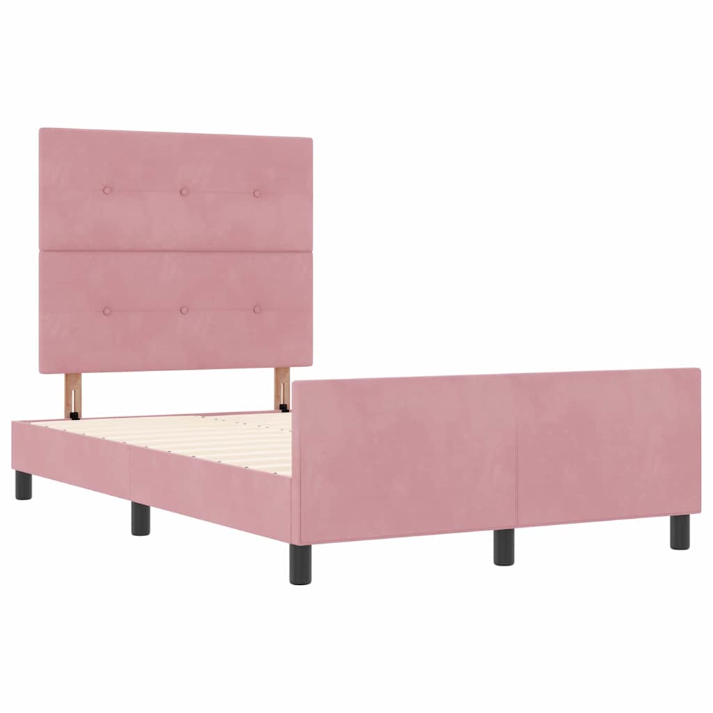 Letto a molle con testiera Rosa 120 x 190 cm Velluto | homemem39