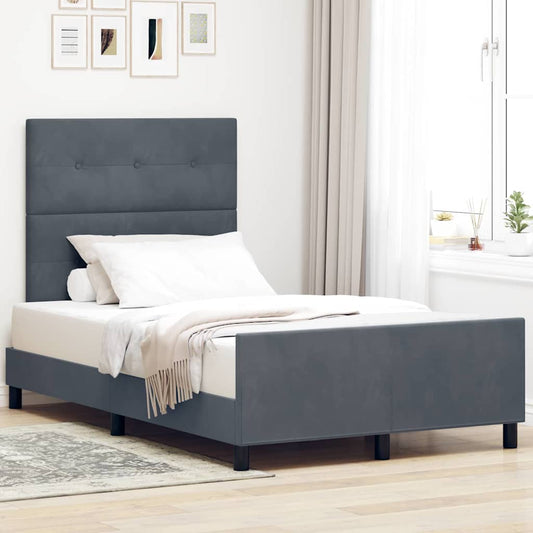 Struttura del letto Grigio scuro 120 x 200 cm Velluto