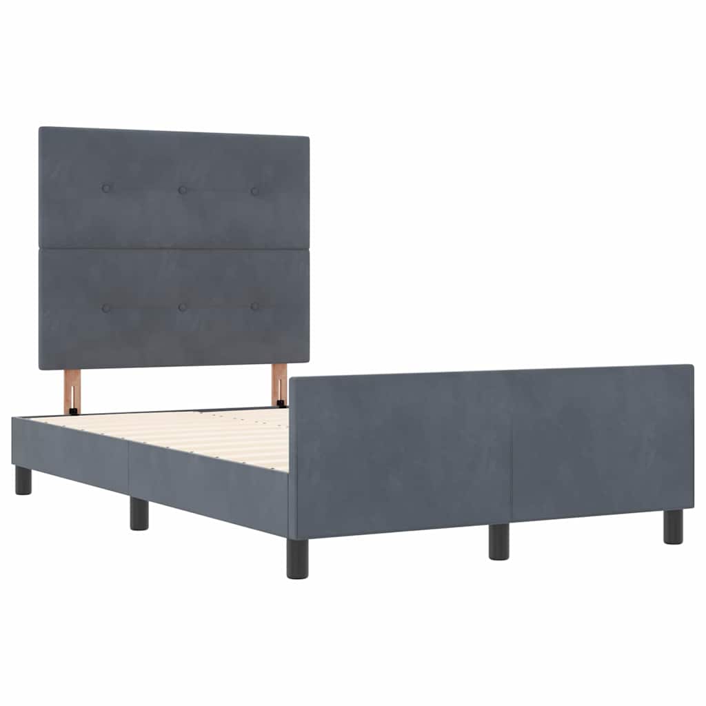 Struttura del letto Grigio scuro 120 x 200 cm Velluto