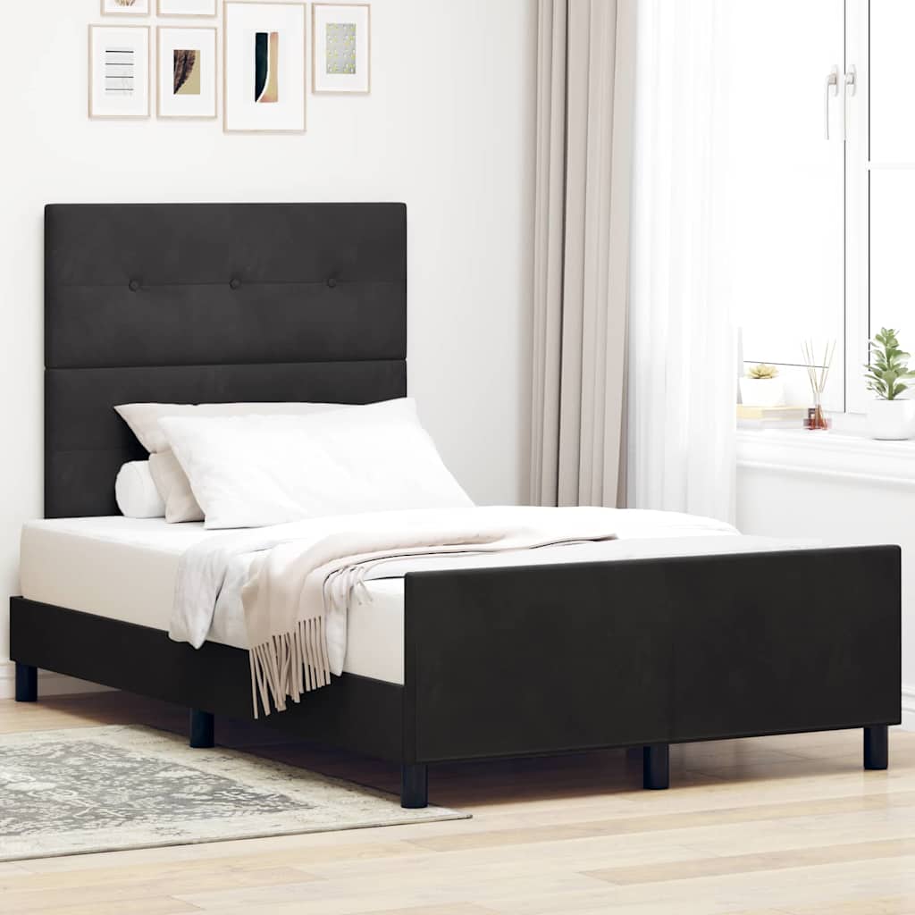 Letto a molle con testiera Nero 120 x 200 cm Velluto | homemem39