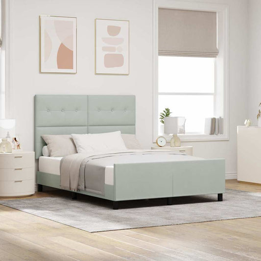 Letto a molle con testiera Grigio chiaro 140 x 190 cm Velluto | homemem39