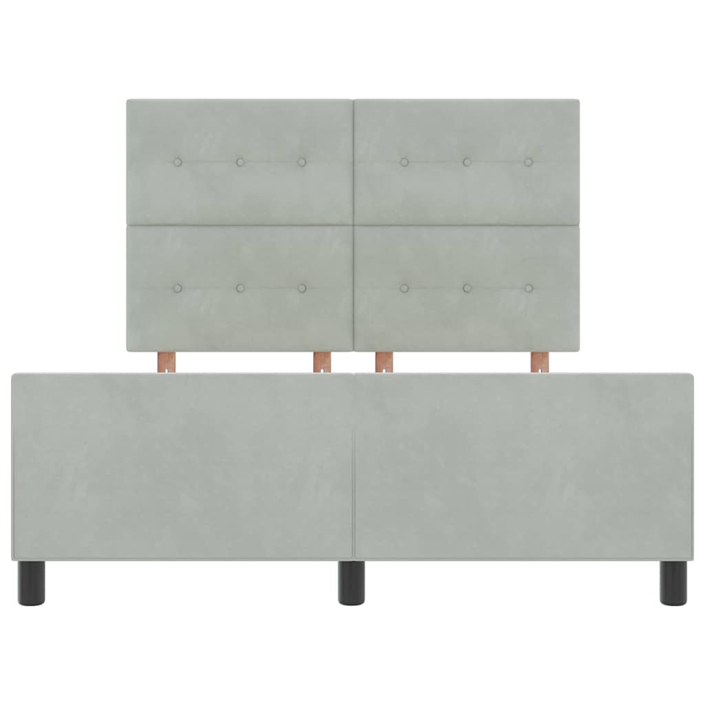 Letto a molle con testiera Grigio chiaro 140 x 190 cm Velluto