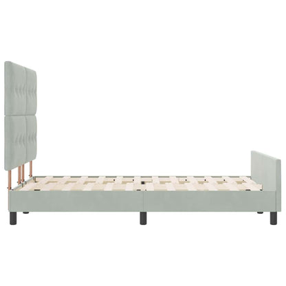 Letto a molle con testiera Grigio chiaro 140 x 190 cm Velluto