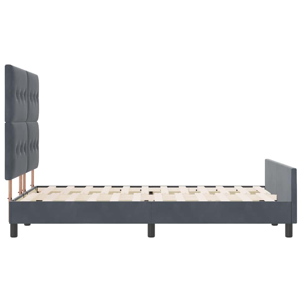 Letto a molle con testiera Grigio scuro 140 x 190 cm Velluto | homemem39