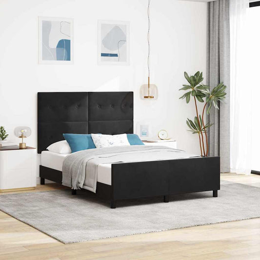 Letto a molle con testiera Nero 140 x 190 cm Velluto | homemem39