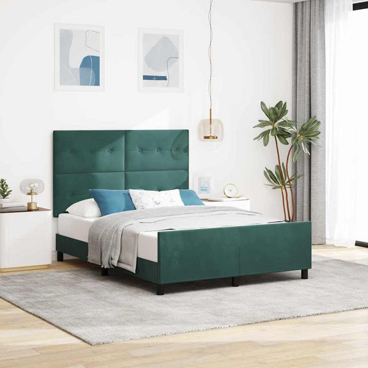 Letto a molle con testiera Verde Scuro 140 x 190 cm Velluto | homemem39