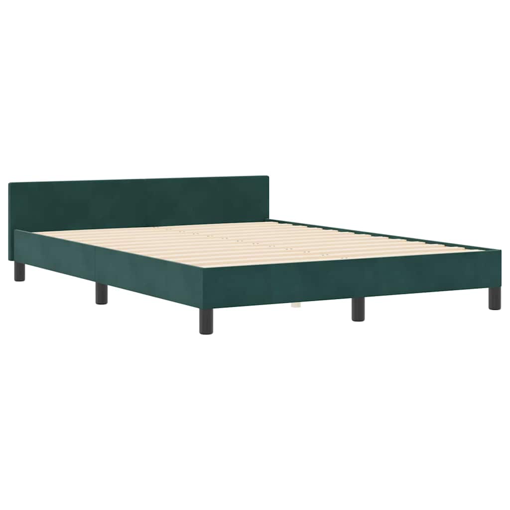 Letto a molle con testiera Verde Scuro 140 x 190 cm Velluto | homemem39