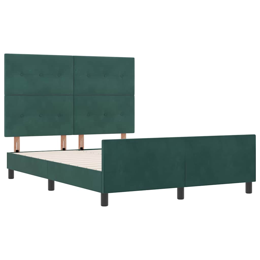 Letto a molle con testiera Verde Scuro 140 x 190 cm Velluto | homemem39