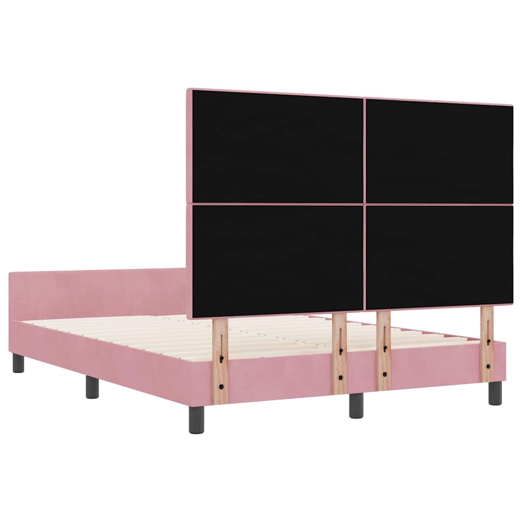 Letto a molle con testiera Rosa 140 x 190 cm Velluto | homemem39
