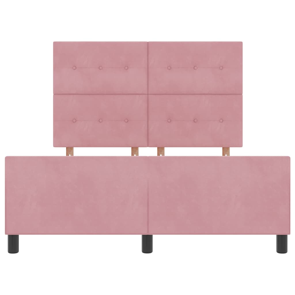 Letto a molle con testiera Rosa 140 x 190 cm Velluto | homemem39