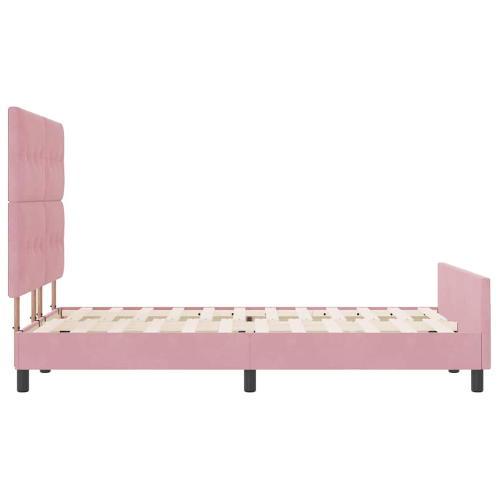 Letto a molle con testiera Rosa 140 x 190 cm Velluto | homemem39