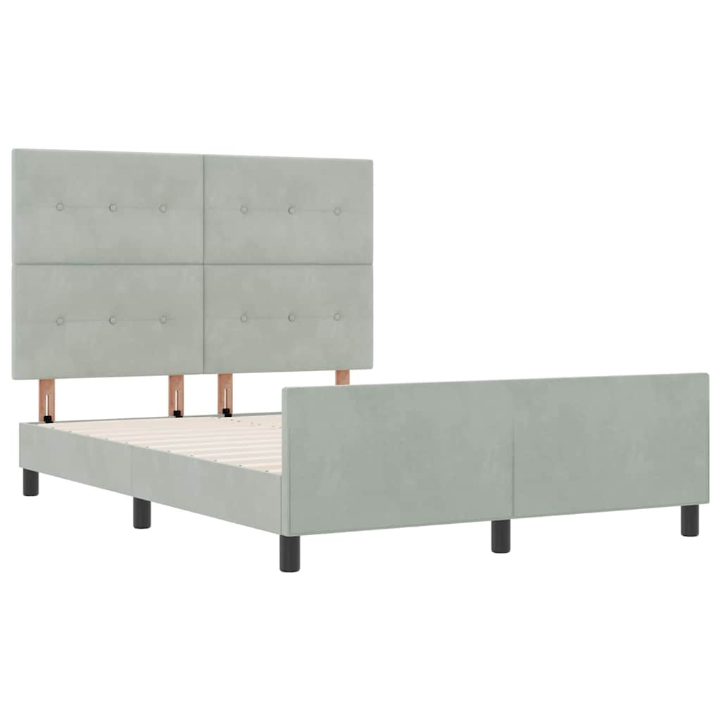 Letto a molle con testiera Grigio chiaro 140 x 200 cm Velluto | homemem39