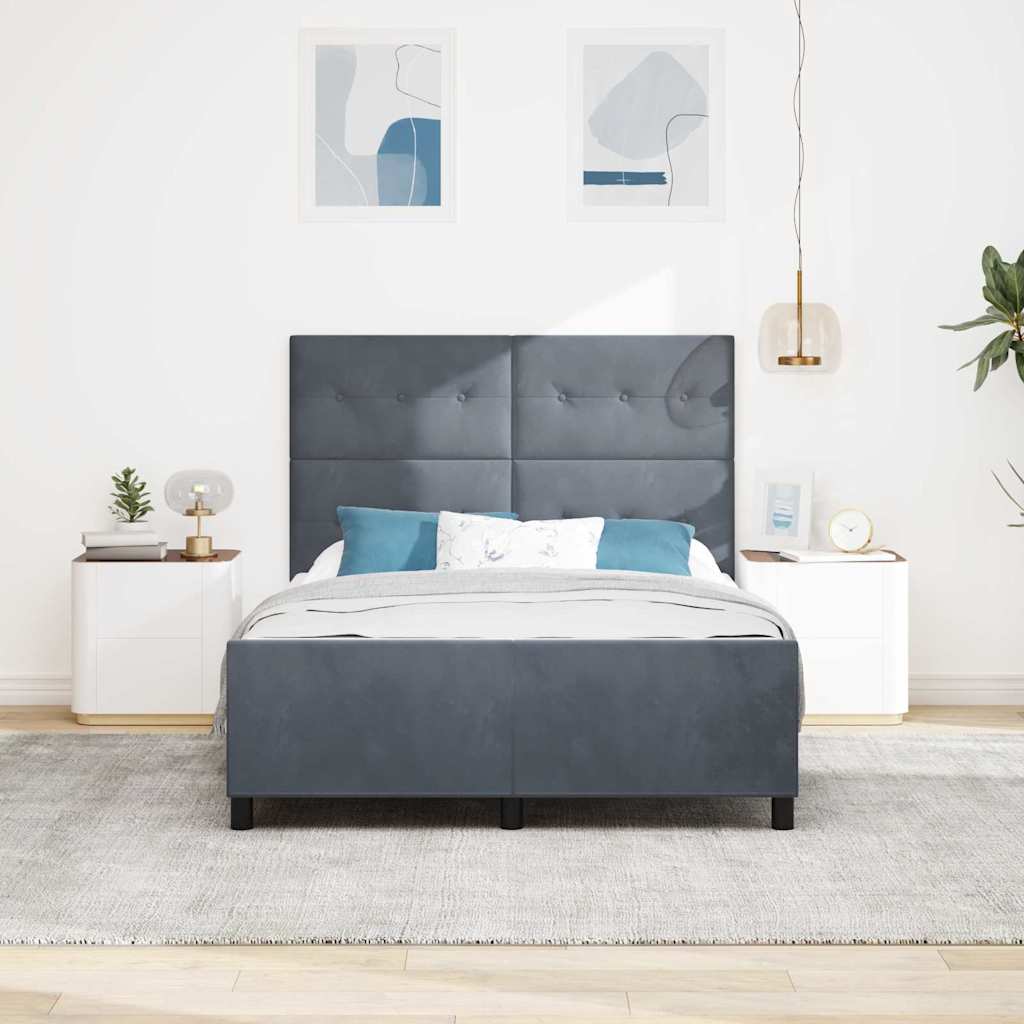 Letto a molle con testiera Grigio scuro 140 x 200 cm Velluto | homemem39