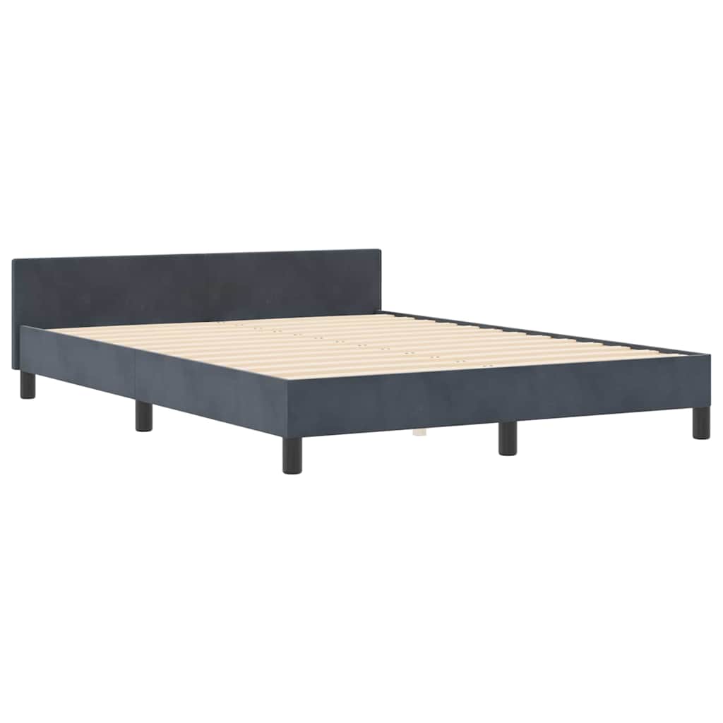Letto a molle con testiera Grigio scuro 140 x 200 cm Velluto | homemem39