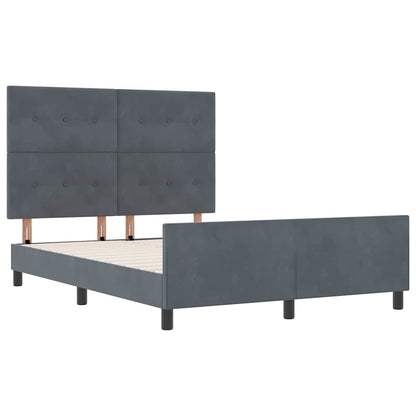 Letto a molle con testiera Grigio scuro 140 x 200 cm Velluto | homemem39