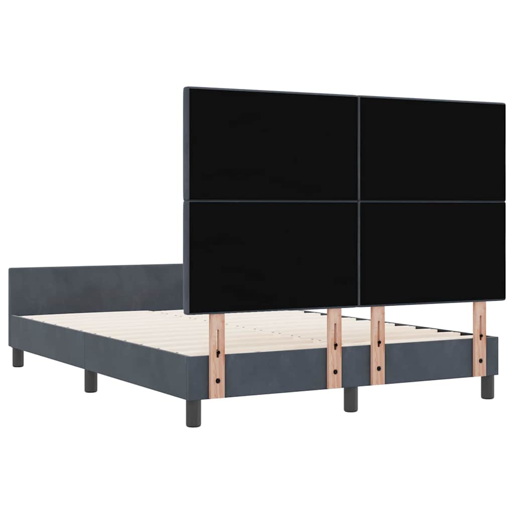 Letto a molle con testiera Grigio scuro 140 x 200 cm Velluto | homemem39