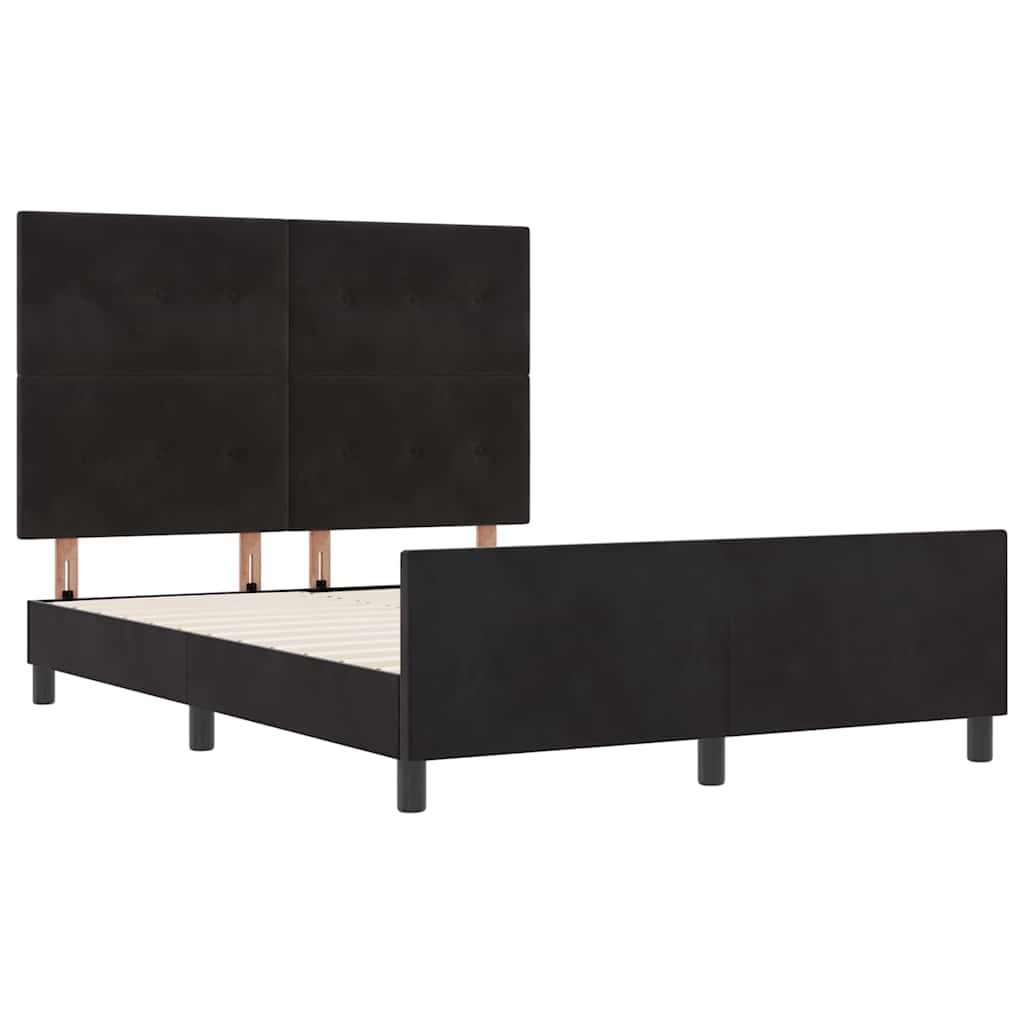 Letto a molle con testiera Nero 140 x 200 cm Velluto | homemem39