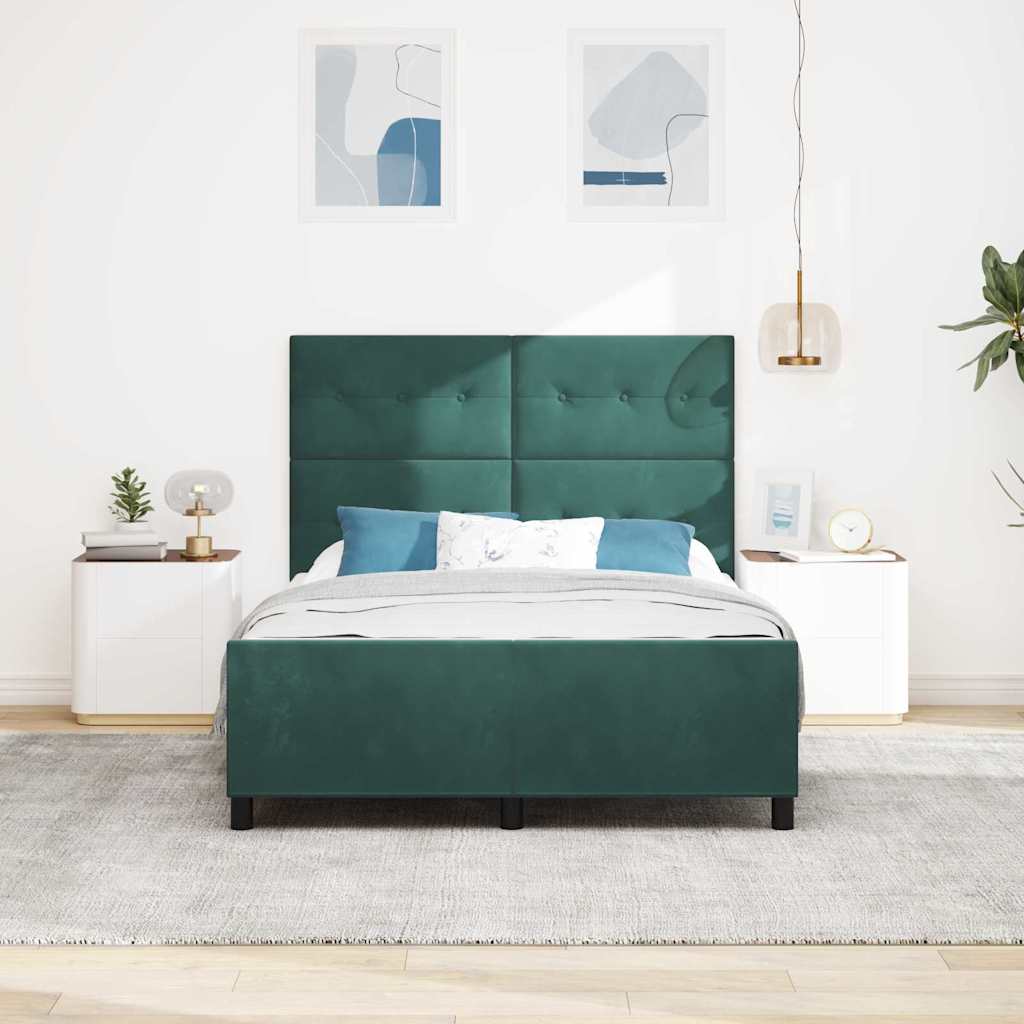 Letto a molle con testiera Verde Scuro 140 x 200 cm Velluto | homemem39