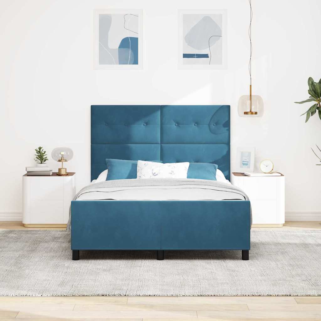 Letto a molle con testiera Blu Scuro 140 x 200 cm Velluto | homemem39