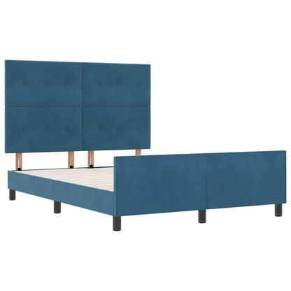 Letto a molle con testiera Blu Scuro 140 x 200 cm Velluto | homemem39