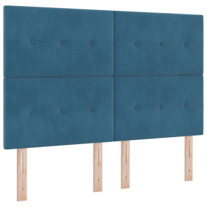 Letto a molle con testiera Blu Scuro 140 x 200 cm Velluto | homemem39