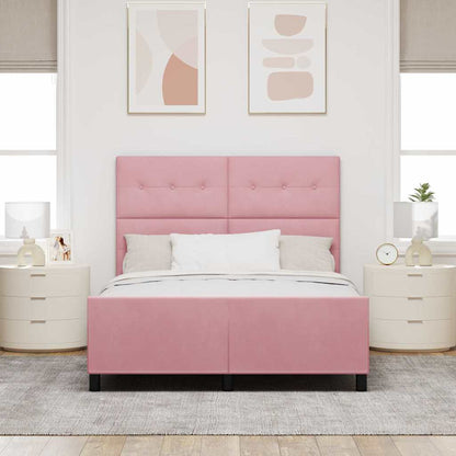 Letto a molle con testiera Rosa 140 x 200 cm Velluto | homemem39